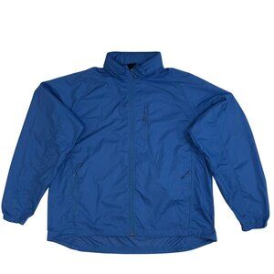 LL Bean Blue Mens Large Zip-Up Windbreak Rain Jacket Outdoor Active Hooded